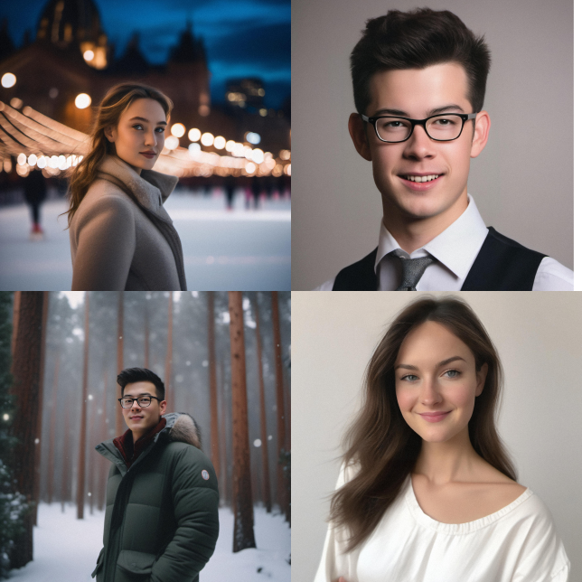 A collage of AI generated portraits