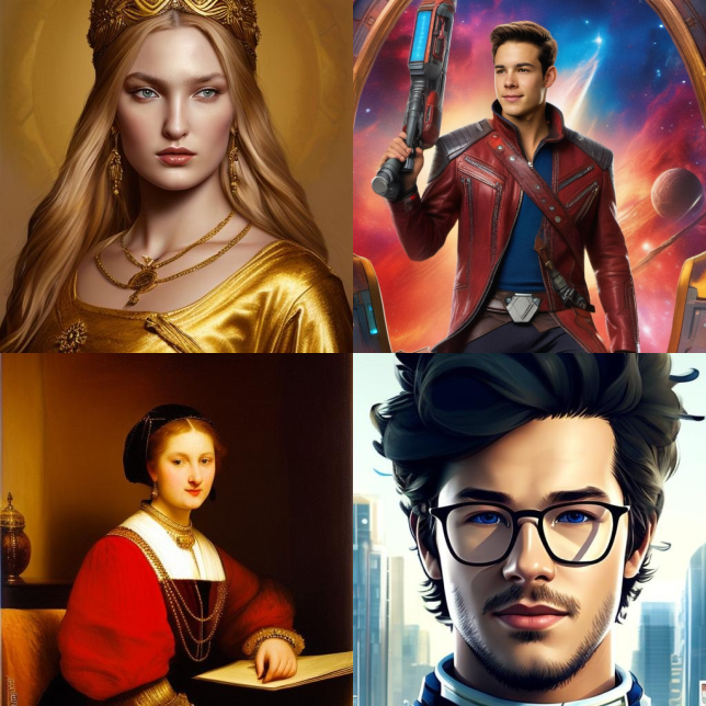 A collage of AI generated art